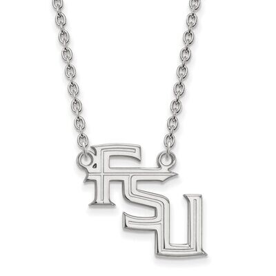 Florida State University Large Pendant with Chain Necklace 14k White Gold 4W067FSU-18, MPN: 4W067FS…