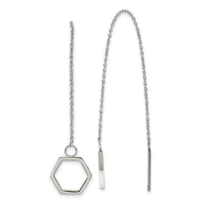 Hexagon Threader Earrings Stainless Steel Polished SRE1351, MPN: SRE1351, 191101866524