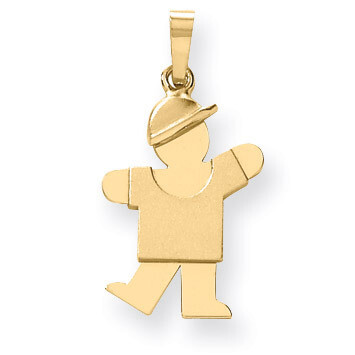 Boy with Hat on Left Charm 14k Gold Solid Engravable XK378, MPN: XK378, 883957342214