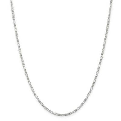 2.25mm Figaro Chain 14 Inch Sterling Silver QFG060-14, MPN: QFG060-14, 191101784255