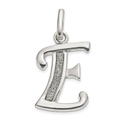 Glitter Enamel Letter E Pendant Sterling Silver Polished QC9181E, MPN: QC9181E, 883957907925