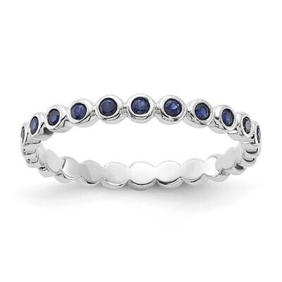 Sterling Silver Polished Created Sapphire Band RLS6655/CRSA-SSB-7