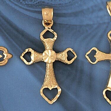 Dazzlers Jewelry Cross Pendant Necklace Charm Bracelet in Yellow, White or Rose Gold 7937, MPN: DZ-…