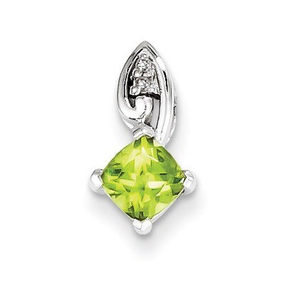 Peridot Square Pendant Sterling Silver Rhodium-plated Diamond QP2993PE, MPN: QP2993PE, 883957490724