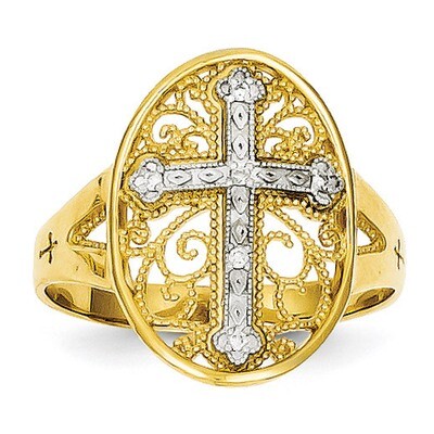 Diamond Filigree Cross Ring 14k Two-Tone Gold K5120, MPN: K5120, 191101453175