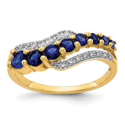 Lab Created Ceylon Sapp Lab Created Sapp and Diamond Ring 14k Gold Rhodium Plated RM5772-CSA-008-YA…