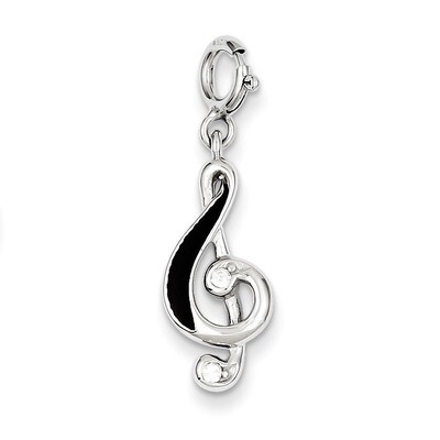 Red Enameled Treble Clef Charm Sterling Silver QC4757, MPN: QC4757, 883957316802