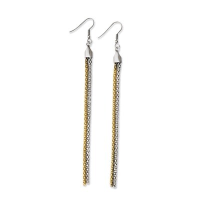 Yellow IP-plated &amp; Polished Dangle Earrings - Stainless Steel SRE591 by Chisel, MPN: SRE591, 191101…