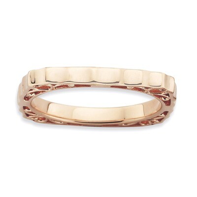 Pink-Plate Square Ring Sterling Silver Polished QSK765-9