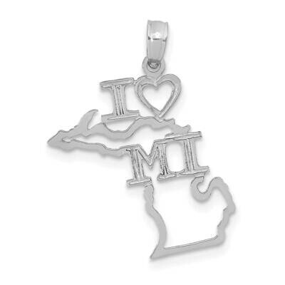Michigan State Pendant 14k White Gold Solid D1169W, MPN: D1169W,