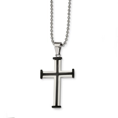 Black IP-plated Cross Necklace Stainless Steel Polished SRN2284-22 by Chisel, MPN: SRN2284-22, 1911…