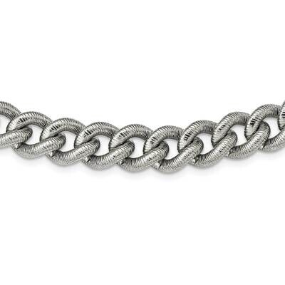 Textured 14.5mm Curb 23.75 Inch Necklace Stainless Steel Polished SRN2876-23.75, MPN: SRN2876-23.75…