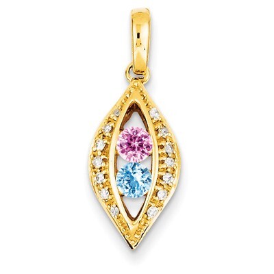 2 Birthstones Family Jewelry Diamond Semi-Set Pendant 14k Yellow Gold XMP32/2, MPN: XMP32/2, 883957…