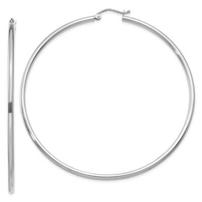 Polished 2mm Lightweight Tube Hoop Earrings 10k White Gold 10T836L, MPN: 10T836L, 191101566363