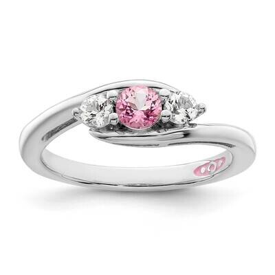 Survivor Clear &amp; Pink Swarovski Topaz Sue Ring Sterling Silver Rhodium-plated SV210SS-6, MPN: SV210…