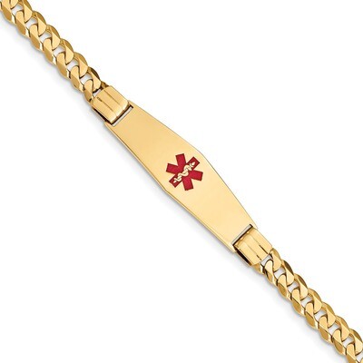 8 Inch Medical Soft Diamond Shape Red Enamel Curb Link ID Bracelet 14k Gold XM581CC-8, MPN: XM581CC…