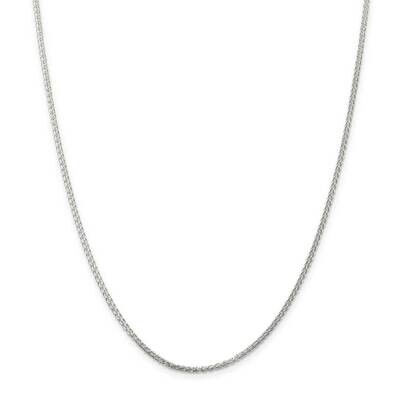 1.75mm Round Spiga Chain with 2 Inch Extender 18 Inch Sterling Silver QSP050E-18, MPN: QSP050E-18,