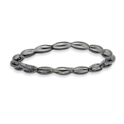 Black-plated Rice Bead Ring - Sterling Silver QSK173, MPN: QSK173, 883957154114