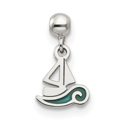 Boat Charm Sterling Silver Enamel Dangle QMM161, MPN: QMM161,