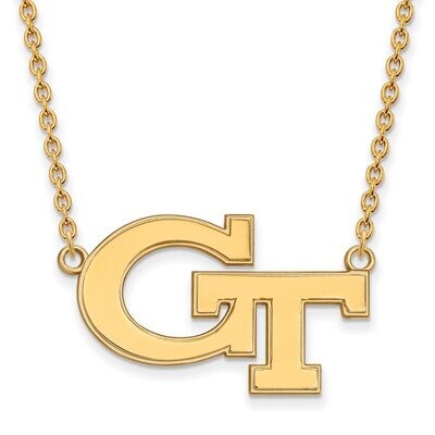 Georgia Institute of Technology Large Pendant with Chain Necklace 14k Yellow Gold 4Y010GT-18, MPN: …