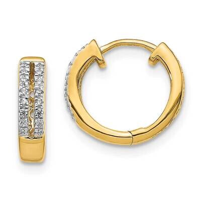 Hinged Round Hoop Earrings 14k Gold Diamond EM5375-010-YA, MPN: EM5375-010-YA, 883957663838