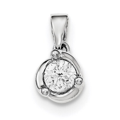 CZ Diamond Pendant Sterling Silver Rhodium-plated Polished QP4371, MPN: QP4371, 191101365584