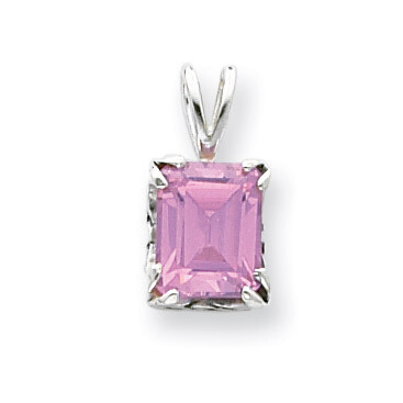 Antiqued Pink CZ Pendant Sterling Silver QP279