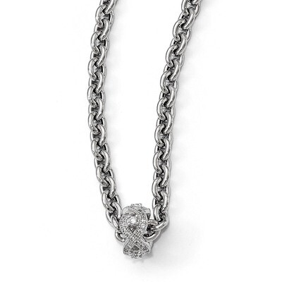 Polished CZ Necklace Sterling Silver QLF646-18