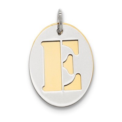 Initial E Double Plate Oval Charm Sterling Silver QC7911E, MPN: QC7911E,