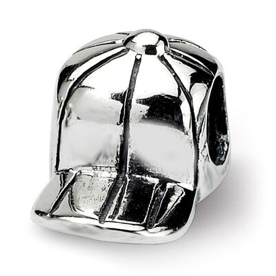 Baseball Cap Bead - Sterling Silver QRS788, MPN: QRS788, 883957727943