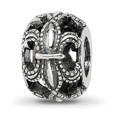 Antiqued Fleur de Lis Bead Sterling Silver QRS4210, MPN: QRS4210,