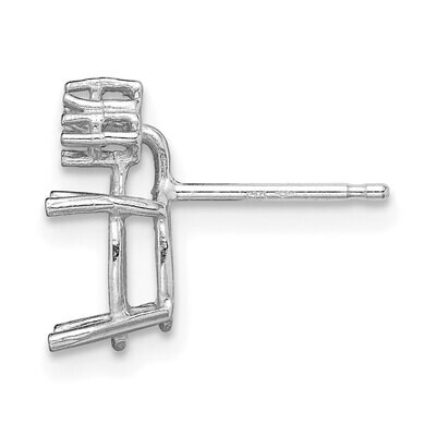 Oval 4-Prong 4 x 3mm with 3-Diamond Accent Post Earring Mounting 14k White Gold WG382, MPN: WG382,