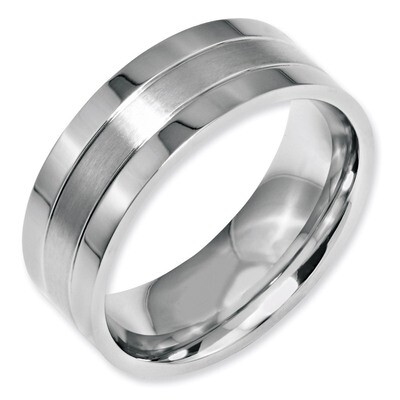 Grooved 8mm Satin and Polished Band - Stainless Steel SR31 by Chisel, MPN: SR31, 883957743547