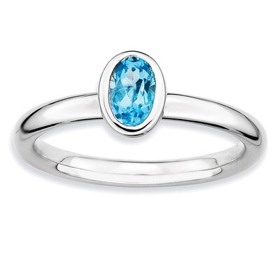 Oval Blue Topaz Ring - Sterling Silver QSK445, MPN: QSK445, 886774217185