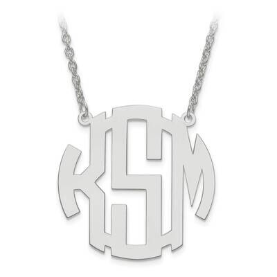 Medium Polished Block Letter Circular Monogram Plate with Chain 14k White Gold XNA589W, MPN: XNA589…