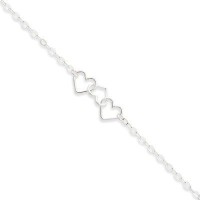 10 Inch Fancy Heart Link Anklet Sterling Silver Solid Polished QG1255-10, MPN: QG1255-10, 886774750…