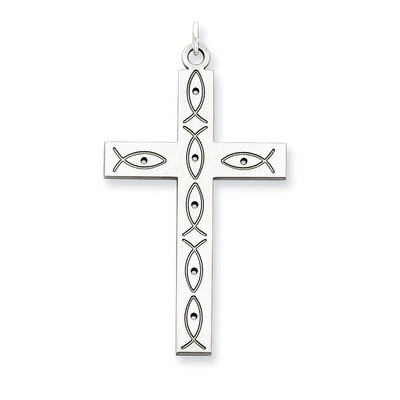 Cross Pendant Laser Designed Sterling Silver QXR115, MPN: QXR115, 883957410098