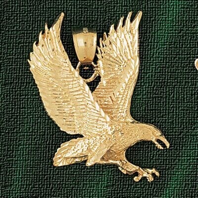 Dazzlers Jewelry Flying Eagle Pendant Necklace Charm Bracelet in Yellow, White or Rose Gold 2778, M…