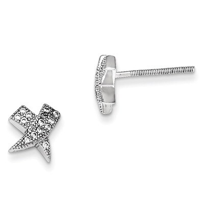 Polished CZ X Post Earrings Sterling Silver QE12201
