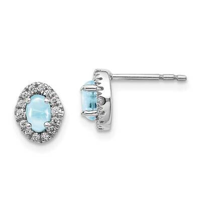 Cabochon Aquamarine Earrings 14k White Gold Diamond EM4035-AQ-016-WA, MPN: EM4035-AQ-016-WA, 191101…