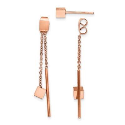 Rose Ip-Plated Front &amp; Back Post Dangle Earrings Stainless Steel Polished SRE1428, MPN: SRE1428, 19…