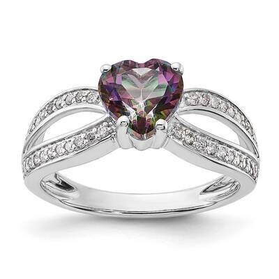 Sterling Silver Polished Mystic Fire Topaz and White Topaz Heart Ring RLS6815/FT-SSWT-6