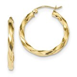 Polished 3mm Twisted Hoop Earrings 10k Gold 10TC400, MPN: 10TC400, 191101344312