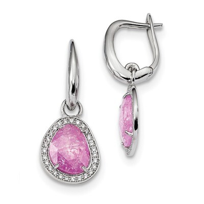 Pink Ice CZ Diamond Dangle Earrings Sterling Silver Rhodium-plated QE13988, MPN: QE13988, 883957872…