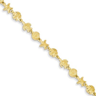 Sea Life Bracelet 7 Inch 14k Gold FB1279-7, MPN: FB1279-7, 637218051090