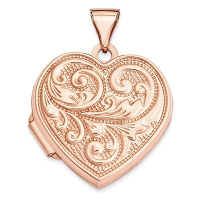 18Mm Scrolled Love You Always Heart Locket 14k Rose Gold XL664, MPN: XL664, 883957144566