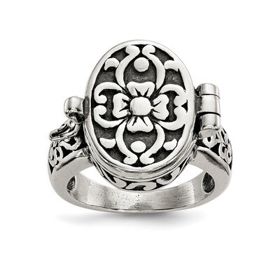 Antique Locket Ring Sterling Silver QR1763-7, MPN: QR1763, 883957183466