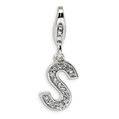 Letter S Charm Sterling Silver Synthetic Diamond QCC105S by Amore La Vita, MPN: QCC105S, 8839573302…