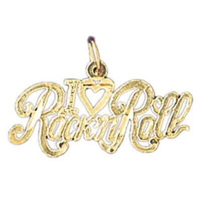 Dazzlers Jewelry I Love Rock&#39;Nroll Pendant Necklace Charm Bracelet in Yellow, White or Rose Gold 10…