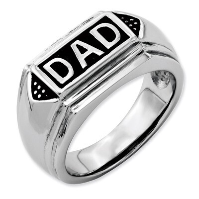 Black Enamel Polished Dad Band - Stainless Steel SR82 by Chisel, MPN: SR82, 886774034454